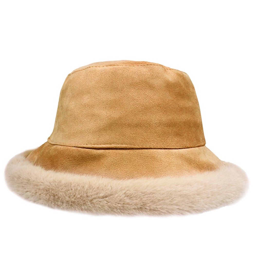 Solid Vegan Suede Plush Bucket Hat
